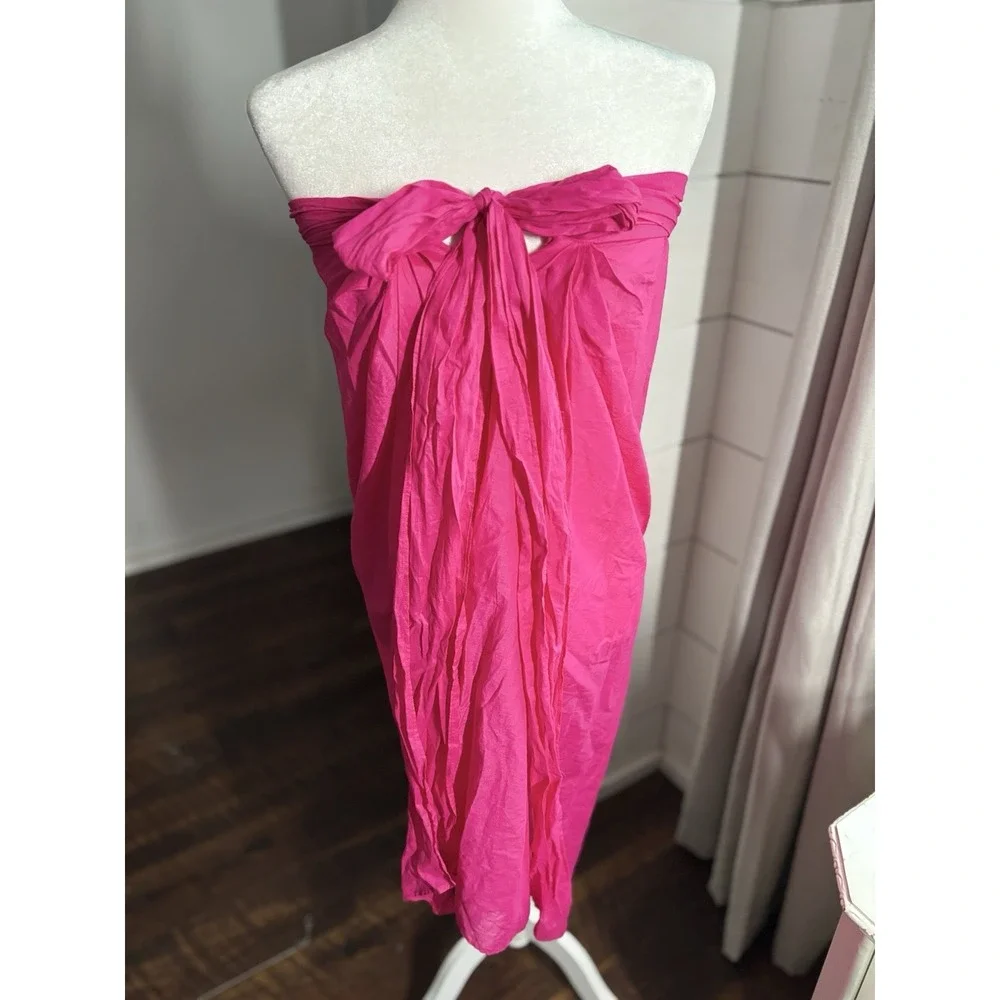 J Crew Sarong Dress Womens XS Pink Convertible Beach Skirt Bandeau Halter‎ Bow